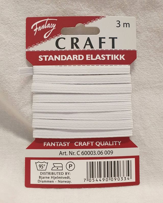 Standard elastikk, hvit